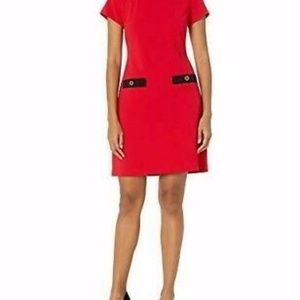 Tommy Hilfiger Women Dress Red  Shift Pocket Scuba
